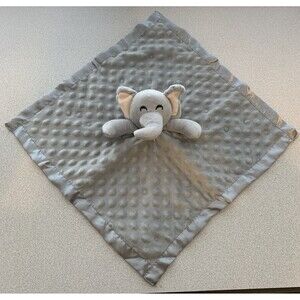 Pro Goleem Elephant Lovey Security Blanket Gray Soft Plush Dots Minky Satin Trim